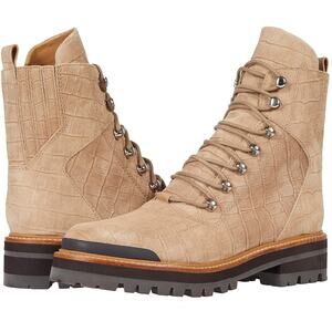 Marc Fisher LTD Izzie 2 Lug boots Natural Suede Faux Alligator embossed Size 10